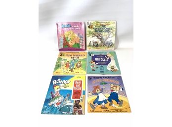 Lot Of 6 Vintage Record/storybooks
