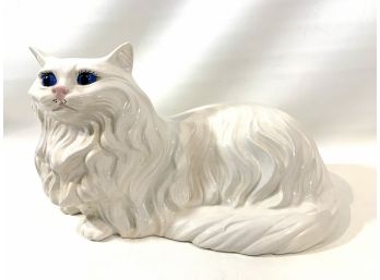 Large Ceramic Glazed Cat Statue