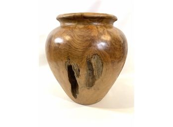 Large Hand Carved Wood Vase