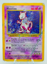 MEWTWO Heavily Damaged Base Set Holographic Pokemon Card!!