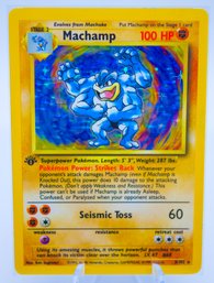 1st Edition MACHAMP Base Set Holographic Pokemon Card!! (1)