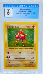 CGC 6 EX-MT HITMONCHAN Shadowless Base Set Graded Holographic Pokemon Card (UNDERGRADED??)