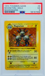 PSA 5 EX MAGNETON Shadowless Base Set Graded Holographic Pokemon Card (WILDLY UNDERGRADED??)
