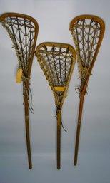 Set Of 3 Misc Wooden Antique Viktoria England Lacrosse Sticks!! (NOT SHIPPING)
