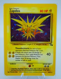 SUPER COOL 'COSMOS' HOLO ZAPDOS Fossil Set Holographic Pokemon Card!!