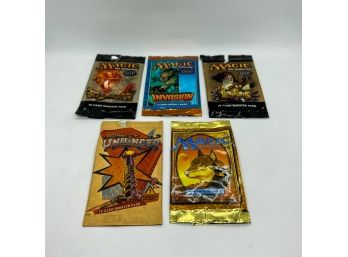 Awesome Collectable Set Of Five EMPTY (NO CARDS) Magic The Gathering Booster Packs