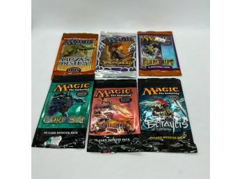 Awesome Collectable Set Of Six EMPTY (NO CARDS) Magic The Gathering Booster Packs