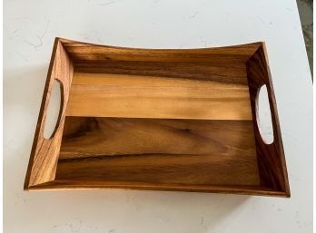 Rustic Wood Serving Tray With Handle Cutouts