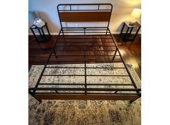 6 MONTH OLD Rarely Used Queen Size Rustic Bed Frame With Iron
