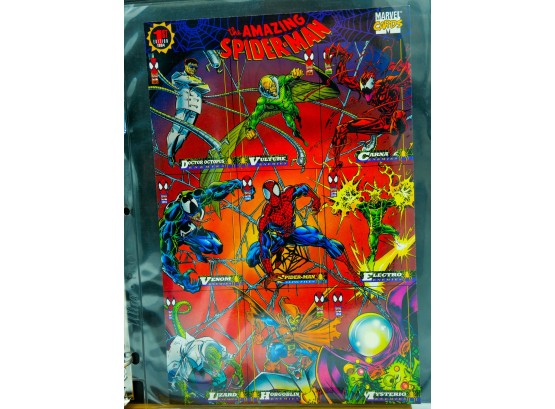 EXTREMELY RARE 1st Edition UNCUT PROMO SHEET Of Spiderman '94 Marvel Cards!!!!