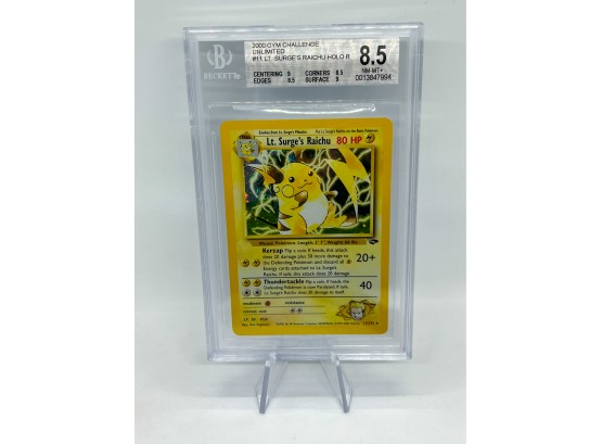 WOW!!! BGS 8.5 NM-MTp Lt. Surge's Raichu Holographic Pokemon Card!!