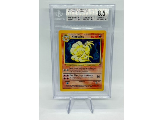 Gorgeous BGS 8.5 NM-MTp NINETALES Base Set 2 Holographic Pokemon Card! HIGH SUBS!