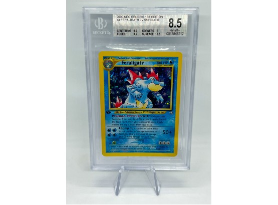 UNREAL BGS 8.5 NM-MTp 1ST EDITION FERALIGATR Neo Genesis Holographic Pokemon Card!!