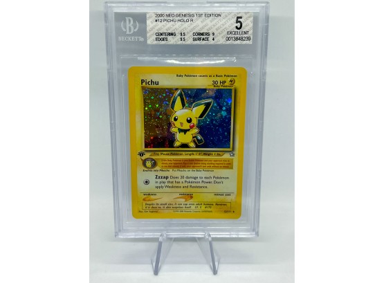 UNREAL BGS 5 (UNDERGRADED) 1ST EDITION PICHU Neo Genesis Holographic Pokemon Card! TRIPLE 9 SUBS!