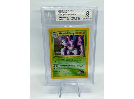 PHENOMENAL BGS 8 NM-MT 1ST EDITION Giovanni's Nidoking Holo Pokemon Card!