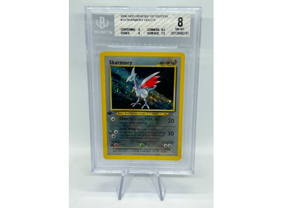 Wow! BGS 8 NM-mT 1ST EDITION Skarmory Holographic Pokemon Card W/ Swirl!