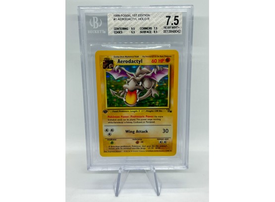 Awesome BGS 7.5 NMp 1ST EDITION AERODACTYL Fossil Set Holographic Pokemon Card! 9.5 CENTERING SUBGRADE!!