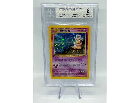 Beautiful BGS 8 NM-mT 1ST EDITION Slowking Holographic Pokemon Card W/ Swirl!