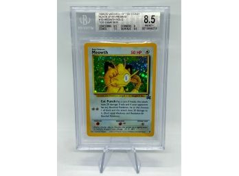 Amazing BGS 8.5 NM-MTp MEOWTH Black Star 'Game Boy' Promo Holo Pokemon Card! DUAL 9.5 SUBS!