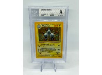 BGS 8 NM-MT MAGNETON Base Set Holographic Pokemon Card!! 9.5 ON CENTERING!!!!
