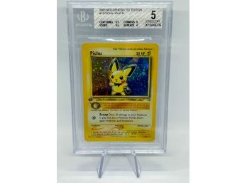 UNREAL BGS 5 (UNDERGRADED) 1ST EDITION PICHU Neo Genesis Holographic Pokemon Card! TRIPLE 9 SUBS!