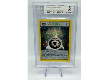 STUNNING BGS 8 NM-mT 1ST EDITION METAL ENERGY Holographic Pokemon Card W/ Swirl! HIGH SUBS!