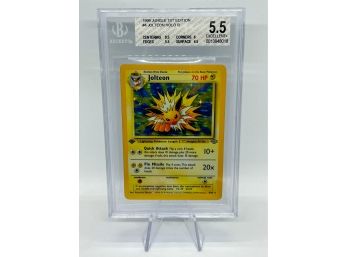 BGS 5.5 **FIRST EDITION** JOLTEON Jungle Set Holographic Pokemon Card!! 9.5 Centering!!!!!