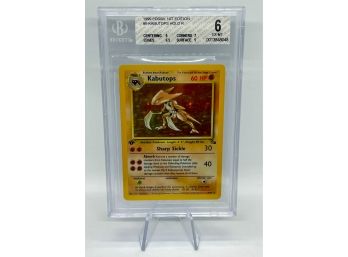 WOW!! BGS 6 EX-MT 1ST EDITION KABUTOPS Fossil Set Holographic Pokemon Card!