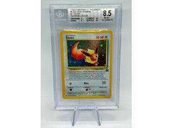 Spectacular BGS 8.5 NM-MTp EEVEE Black Star 'Pokemon League' Promo Holo Pokemon Card! DUAL 9 SUBS!