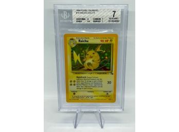 Awesome BGS 7 NM RAICHU Fossil Set Holographic Pokemon Card!