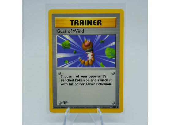 1st Edition Shadowless GUST OF WIND Base Set Trainer Pokemon Card! Pack Fresh!!