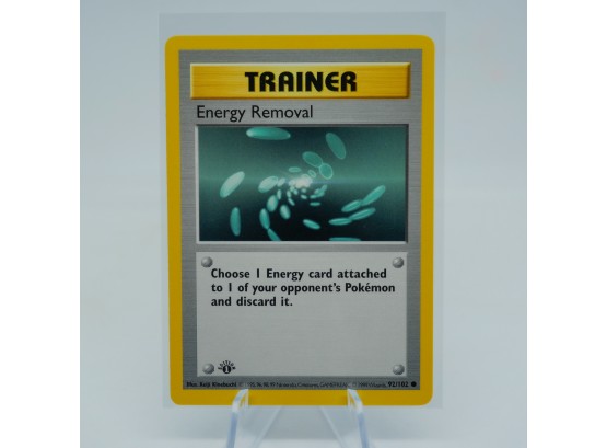1st Edition Shadowless ENERGY REMOVAL Base Set Trainer Pokemon Card! Pack Fresh!!