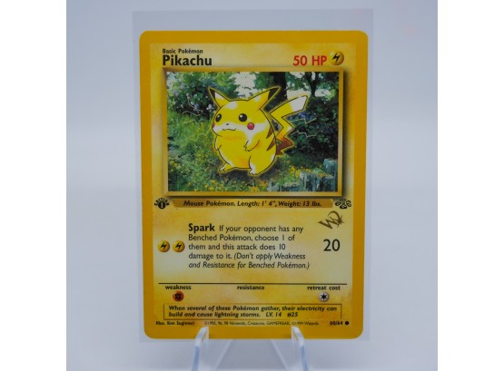 EXTREMELY RARE 1st Edition Pikachu WIZARDS OF THE COAST STAMP JUNGLE SET POKEMON CARD!!!