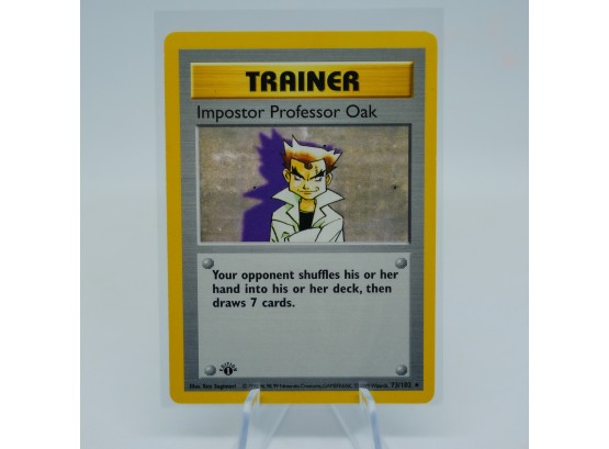 1ST EDITION SHADOWLESS RARE Imposter Professor Oak Base Set Trainer Pokemon Card!! NEAR MINT!