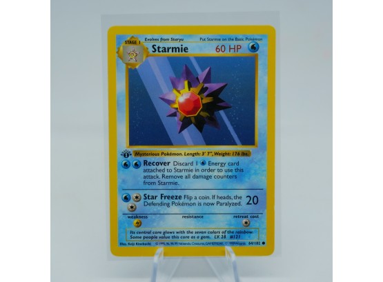 1st Edition Shadowless STARMIE Base Set Pokemon Card! Pack Fresh!!