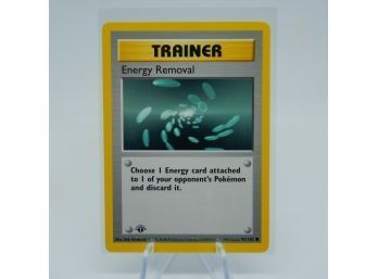 1st Edition Shadowless ENERGY REMOVAL Base Set Trainer Pokemon Card! Pack Fresh!!