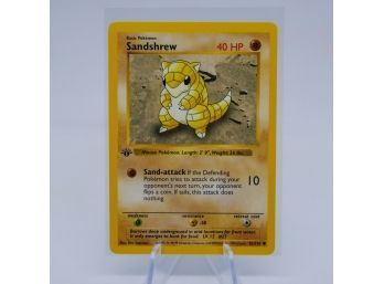 1st Edition Shadowless SANDSHREW Base Set Pokemon Card! Pack Fresh!!