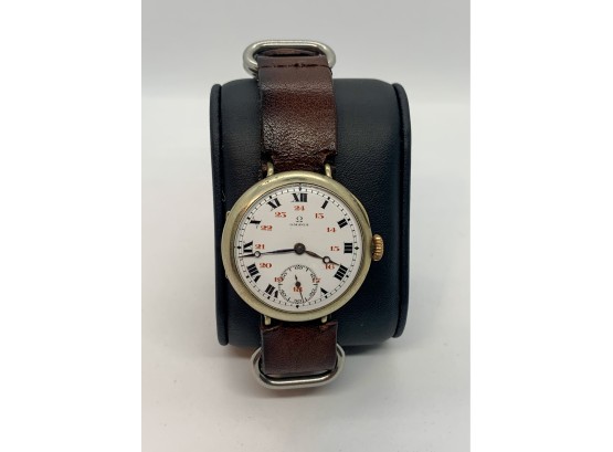 Flawless *VERY RARE* WW1 Omega Trench Watch With Incredible Enamel Dial & Small Seconds