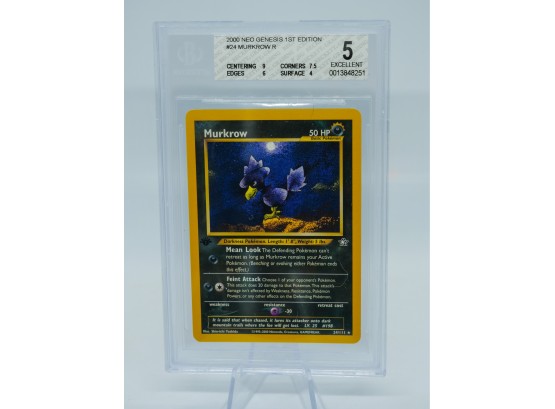 BGS 5 EX 1ST EDITION Murkrow Neo Genesis Rare Pokemon Card!
