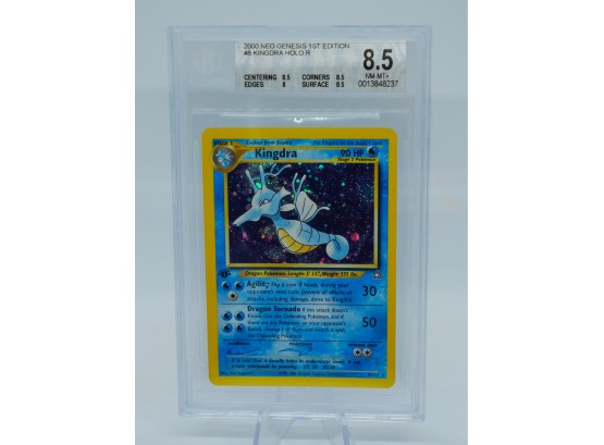 WOW! BGS 8.5 NM-MTp 1ST EDITION KINGDRA Neo Genesis Holographic Pokemon Card!!!!