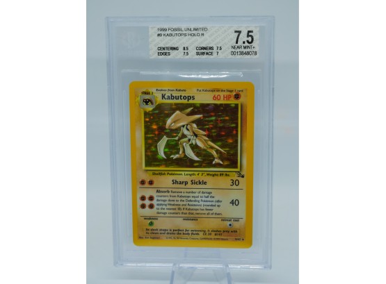BGS 7.5 NMp KABUTOPS Fossil Holographic Pokemon Card!!!!