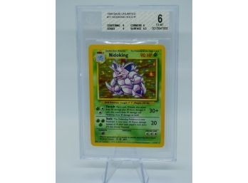 BGS 6 EX-MT NIDOKING Base Set Holographic Pokemon Card!