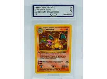 THE PINNACLE OF POKEMON COLLECTING - 1ST ED BASE SET SHADOWLESS CHARIZARD HOLO GRADED AGS 5 EXCELLENT
