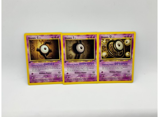 Set Of 3 1st Edition Neo Discovery Unown Cards (E,I,O)