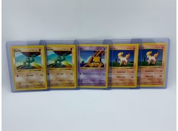 Set Of Five Base Set Shadowless Pokemon Cards