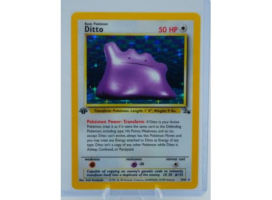 Awesome 1ST EDITION DITTO Fossil Set Holographic Pokemon Card!!