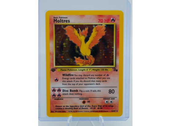 STUNNING 1ST EDITION MOLTRES Fossil Set Holographic Pokemon Card!!