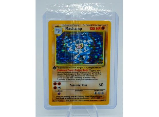 Phenomenal SEALED 1st Edition MACHAMP Base Set Holographic Pokemon Card! MINT!!