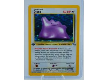 Awesome 1ST EDITION DITTO Fossil Set Holographic Pokemon Card!!