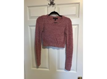 Y2K-Style Pink Women's Fuzzy Crop Top Sweater